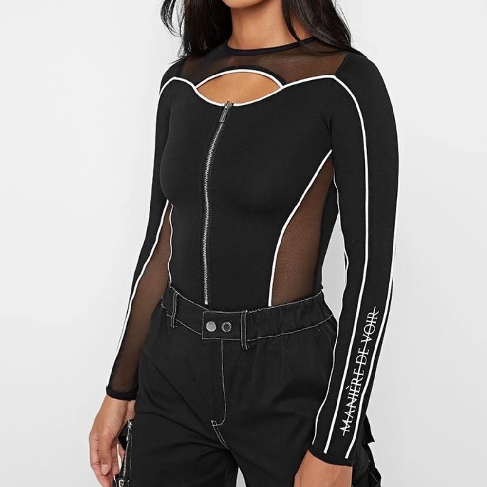 NEW w/ Tag - Piped Cut Out Bodysuit